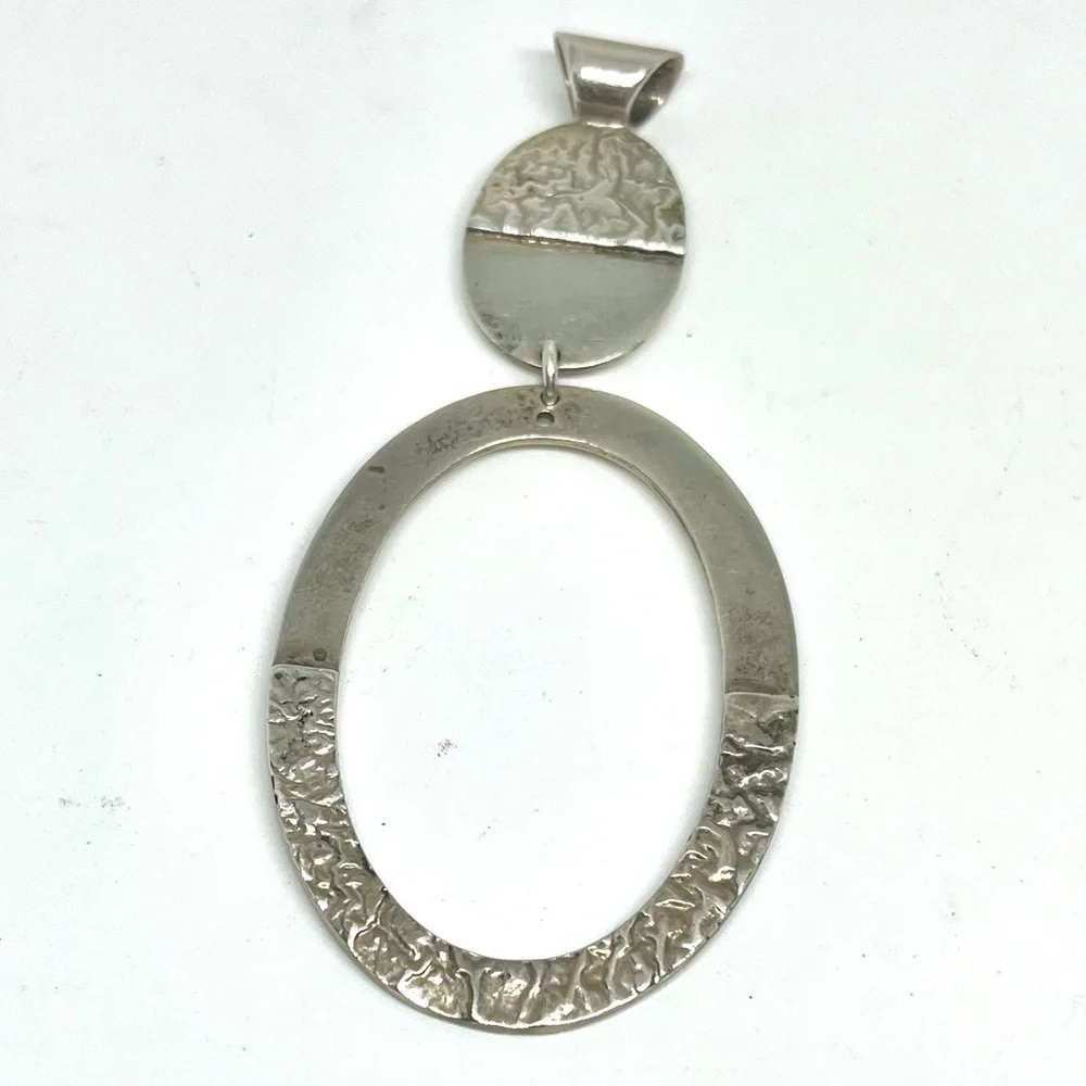 Vintage Sterling Silver Oval Cut Out Pendant